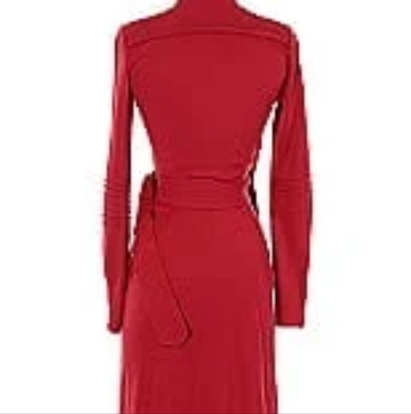 Diane Von Furstenberg Wrap Biker Red Wrap Dress 100% Wool Size 8 - Picture 9 of 9